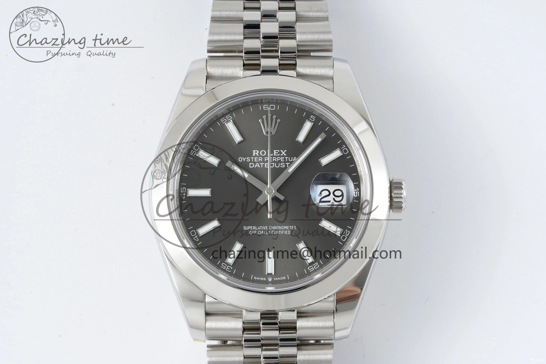 MiroTime 0503 OdorResistant DateJust 41 SS Polished Bezel KING 1:1 Best Edition 904L Steel Gray Stick Dial on Jubilee Bracelet VR 2207